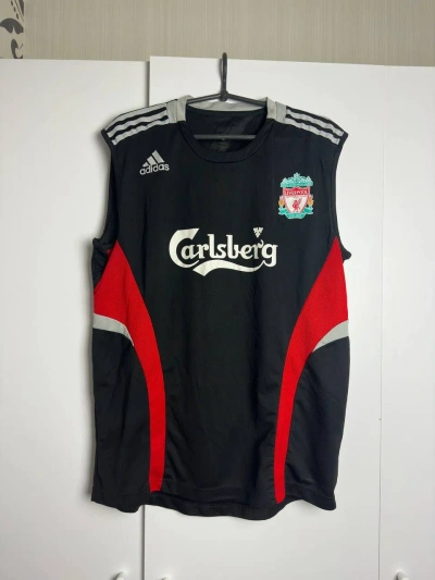 Pre-owned Adidas X Liverpool & Adidas Vintage 2008 Soccer Tank Top Jersey In Black