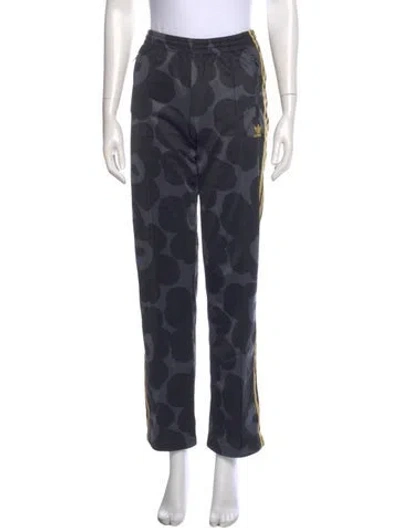 Pre-owned Adidas X Marimekko Floral Print Straight Leg Pants In Black