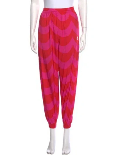 Pre-owned Adidas X Marimekko Striped Skinny Leg Pants In Red