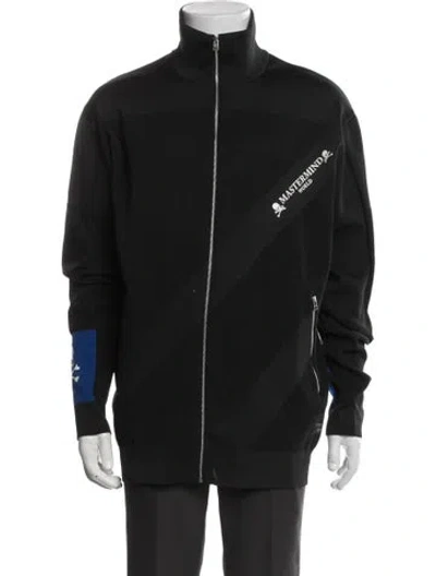 Pre-owned Adidas X Mastermind Japan Graphic Print Mock Neck Sweatshirt In Black