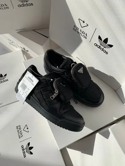 Pre-owned Adidas X Prada 2021 Prada X Adidas Forum Low Re-nylon Shoes In Black