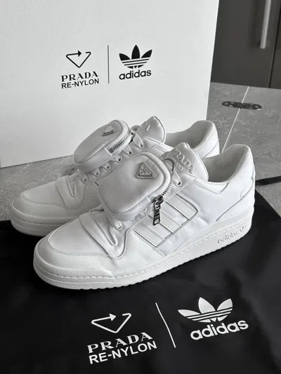 Pre-owned Adidas X Prada Adidas Re-nylon Forum Low White Sneakers Us 11 Eu 45