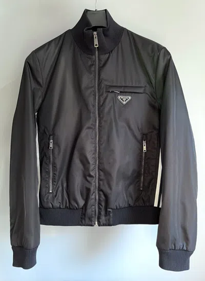 Pre-owned Adidas X Prada Re-nylon Track Jacket Bomber Black In Black White