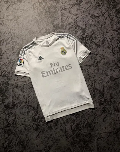 Pre-owned Adidas X Real Madrid Jersey Adidas Real Madrid Ronaldo 7 Fly Emirates Lfp In White