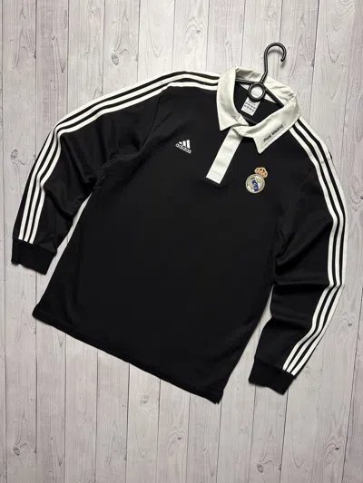Pre-owned Adidas X Real Madrid Vintage Adidas Real Madrid Soccer Jersey Rugby Shirt M In Black