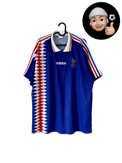 Pre-owned Adidas X Soccer Jersey 1994 1996 France National Adidas Vintage Soccer Jersey Shirt In Blue