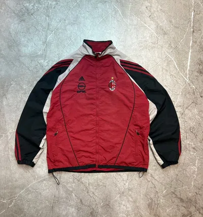 Pre-owned Adidas X Soccer Jersey 90's Vintage Adidas Ac Milan Opel Track Top Zip Up Jacket In Red