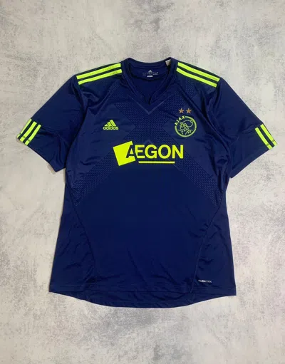 Pre-owned Adidas X Soccer Jersey Adidas & Ajax Blokecore Vintage Soccer Jersey In Blue