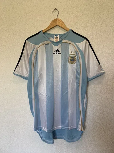 Pre-owned Adidas X Soccer Jersey Adidas Argentina 2006 Home Kit Soccer Jersey Blokecore In White