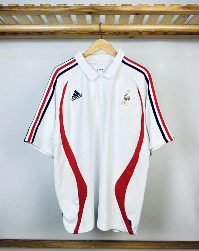 Pre-owned Adidas X Soccer Jersey Adidas France National Team Polo T-shirt 2005-2006 In White