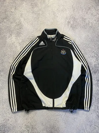 Pre-owned Adidas X Soccer Jersey Adidas Vintage Track Jacket Newcastle United Windbreaker In Black/white