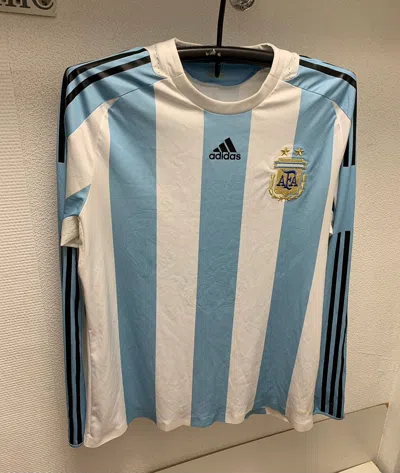 Pre-owned Adidas X Soccer Jersey Argentina Adidas Longsleeve Soccer Jersey Xl 2008 Messi In Striped
