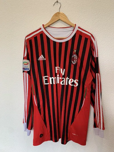 Pre-owned Adidas X Soccer Jersey Robinho Adidas Ac Milan 2011/2012 Home Kit Soccer Jersey In Red