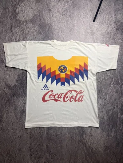 Pre-owned Adidas X Soccer Jersey Vintage 90's Fc America Soccer Blokecore Style Tee In White