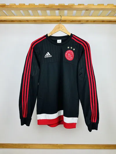 Pre-owned Adidas X Soccer Jersey Vintage Adidas Ajax Amsterdam Soccer Sweatshirt Crewneck In Black