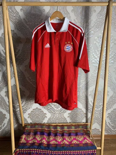 Pre-owned Adidas X Soccer Jersey Vintage Adidas Bayern Munchen Soccer Jersey 2006 Y2k Drill In Red