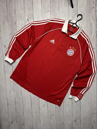 Pre-owned Adidas X Soccer Jersey Vintage Adidas Bayern Munich Soccer Jersey Long Sleeve Xl In Red