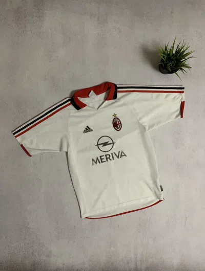 Pre-owned Adidas X Soccer Jersey Vintage Adidas Milan 2003 Soccer Jersey T Shirt Baggy Meriva In White