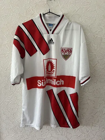 Pre-owned Adidas X Soccer Jersey Vintage Adidas Stuttgart 1993-95 Home Football Y2k Jersey In White
