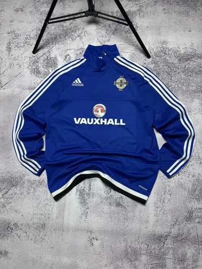 Pre-owned Adidas X Soccer Jersey Vintage Northern Ireland Long-sleeve Football Windbreaker In Blue