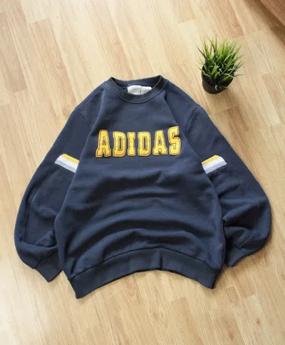 Pre-owned Adidas X Vintage 00s Washed Oversized Adidas Big Logo Sweatshirt In Navy