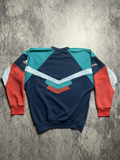 Pre-owned Adidas X Vintage 90's Adidas Colorblock Soccer Blokecore Japan Sweatshirt In Blue
