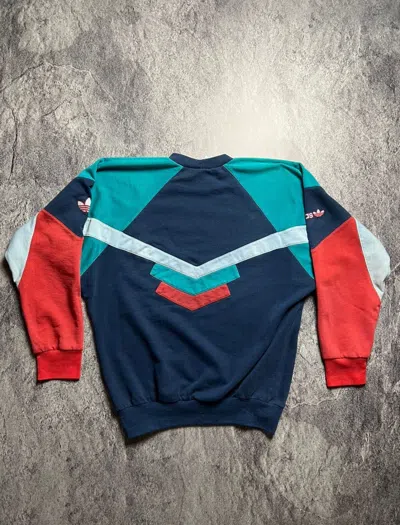 Pre-owned Adidas X Vintage 90's Adidas Soccer Blokecore Style Japan Sweatshirt In Multicolor