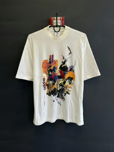 Pre-owned Adidas X Vintage 90's Adidas The Visual Evolution Cycling Japan Tee In White