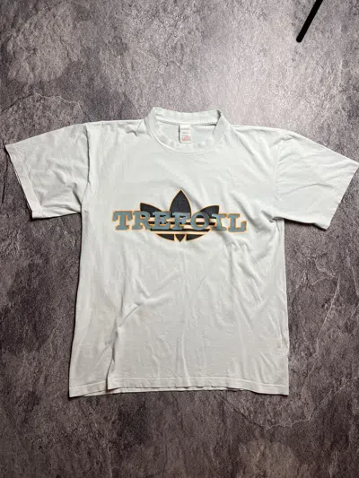 Pre-owned Adidas X Vintage 90's Adidas Trefoil Hip Hop Rap Tee Shirt In White
