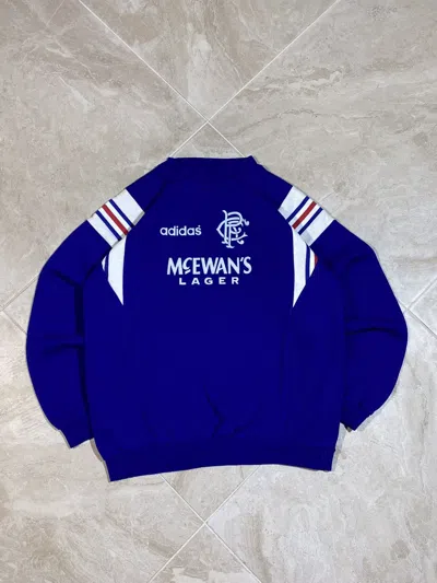 Pre-owned Adidas X Vintage 90's Glasgow Rangers Oversize Soccer Sweatshirt In Blue