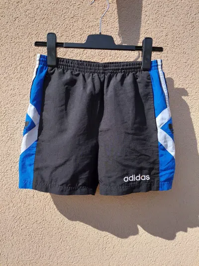 Pre-owned Adidas X Vintage Adidas 90's Big Logo Shorts Blue/white