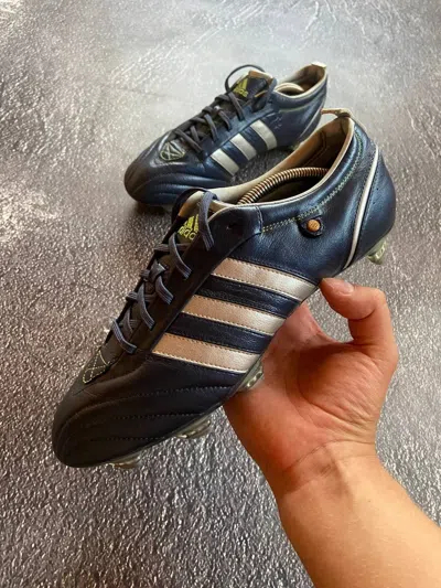 Pre-owned Adidas X Vintage Adidas Adipure Trx Sg Leather 2007 Football Boots In Black Blue