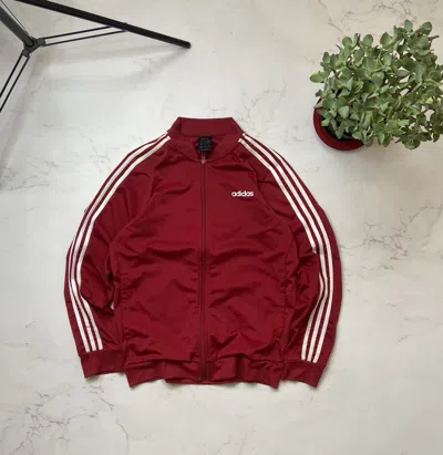 Pre-owned Adidas X Vintage Adidas Balenciaga Style Three Stripes Zip Up Hoodie In Red