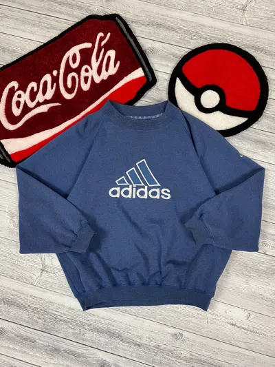 Pre-owned Adidas X Vintage Adidas Big Logo Sweatshirt In Blue