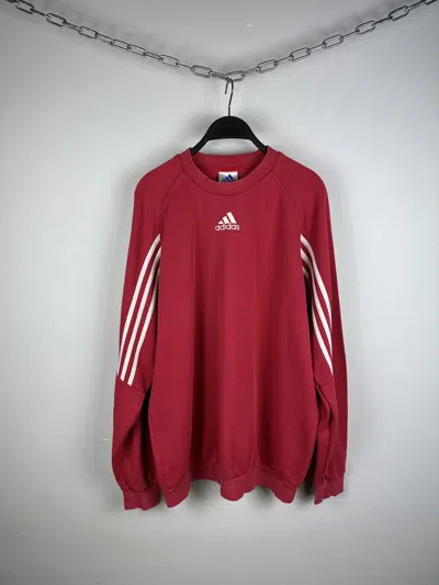 Pre-owned Adidas X Vintage Adidas Center Logo Baggy Crewneck Sweatshirt In Red