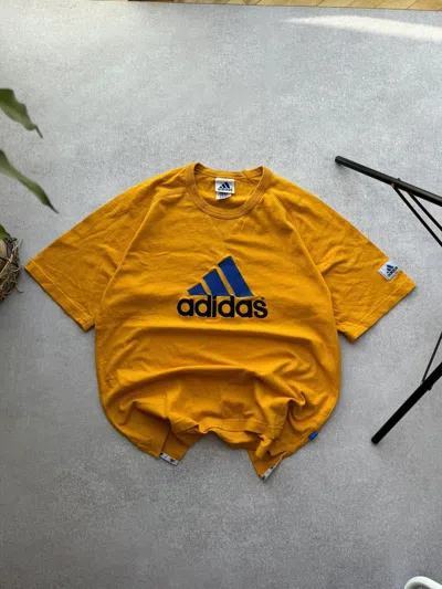 Pre-owned Adidas X Vintage Adidas Center Logo Y2k Oversized Tee In Orange