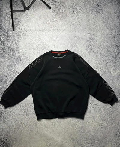Pre-owned Adidas X Vintage Adidas Distressed Sweatshirt Y2k In Black