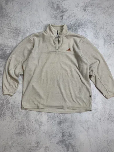 Pre-owned Adidas X Vintage Adidas Mini Logo Vintage Fleece Coat In Beige