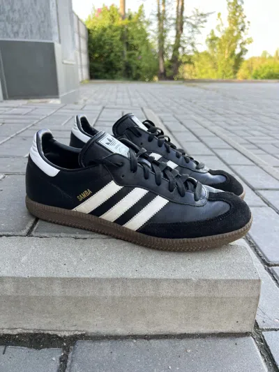 Pre-owned Adidas X Vintage Adidas Samba Og Black Leather Sneakers Y2k Usa