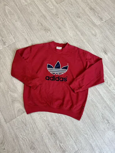 Pre-owned Adidas X Vintage Adidas Sweatshirt 80's 90's In Red