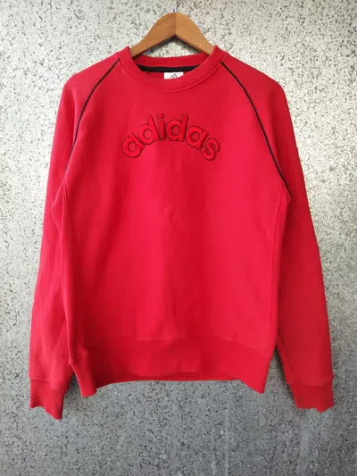Pre-owned Adidas X Vintage Adidas Sweatshirt Spell Out Embroidery In Red