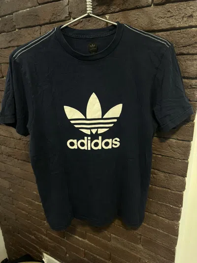 Pre-owned Adidas X Vintage Adidas T Shirt Big Logo Y2k Slim Fit In Blue