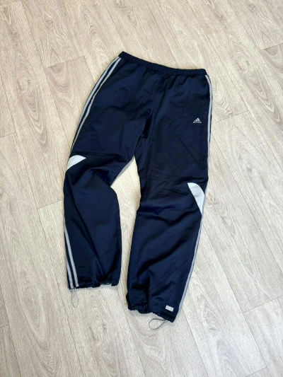 Pre-owned Adidas X Vintage Adidas Track Pants Nylon Drill Y2k Style In Navy