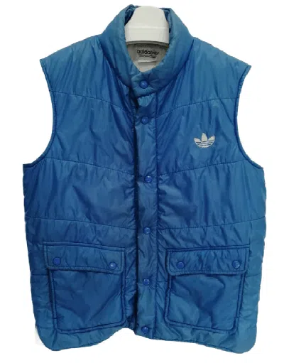 Pre-owned Adidas X Vintage Adidas Trefoil By Descente Down Vest Jacket In Blue
