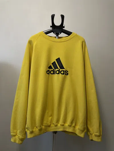 Pre-owned Adidas X Vintage Adidas Vintage Big Logo Yellow Sweatshirt X Large