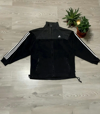 Pre-owned Adidas X Vintage Adidas Vintage Fleece Jacket In Black
