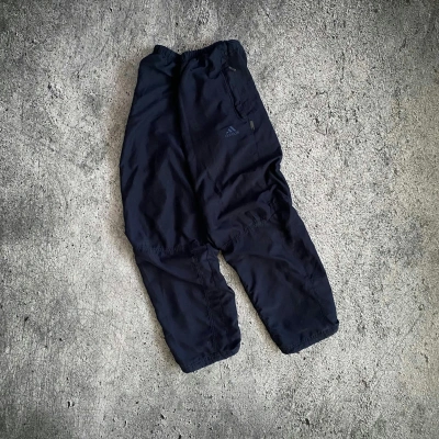 Pre-owned Adidas X Vintage Crazy Y2k Adidas Vtg 00s Hard Nylon Drill Track Pants In Navy