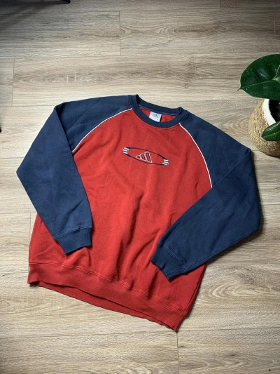 Pre-owned Adidas X Vintage Mens Sweatshirt Adidas Vintage Big Logo Size L In Red/navy Blue