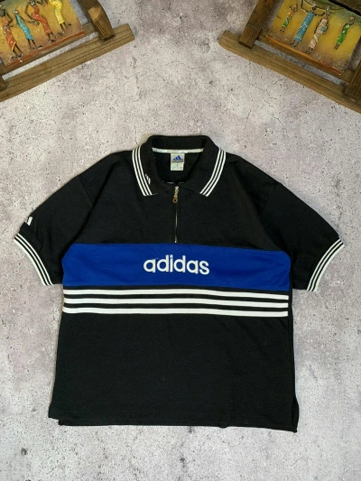 Pre-owned Adidas X Vintage Polos Adidas Vintage 90's In Black/blue