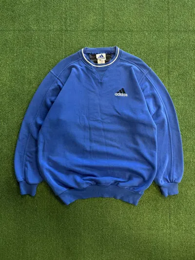 Pre-owned Adidas X Vintage Y2k Adidas Baggy Sweatshirt 90's In Blue